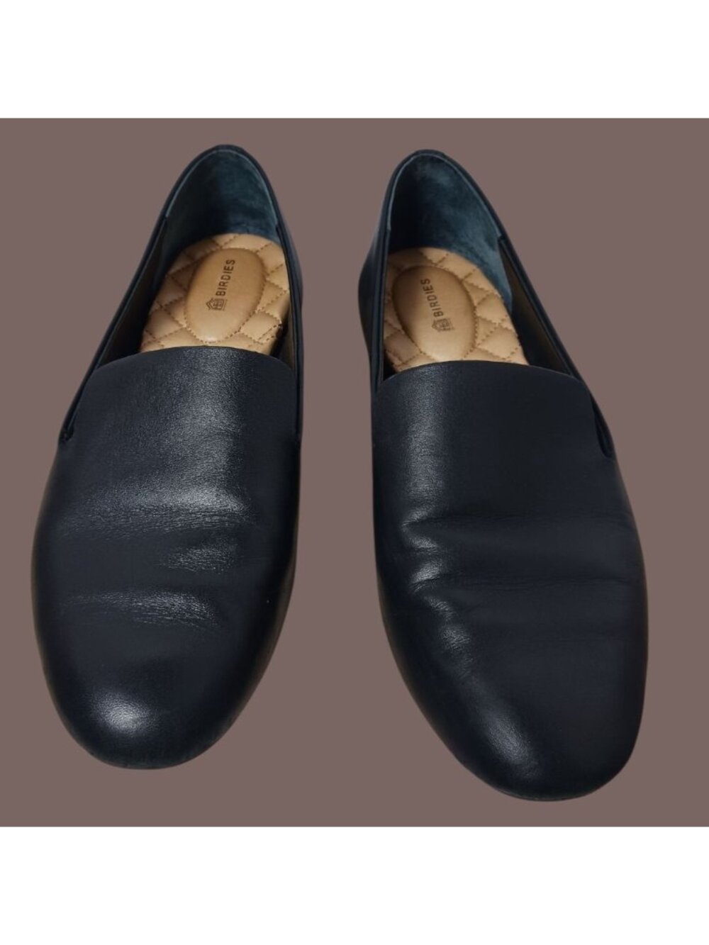 Birdies Black Leather Quilted Insole Slip On Loafers Womens Size 8 - Picture 3 of 11